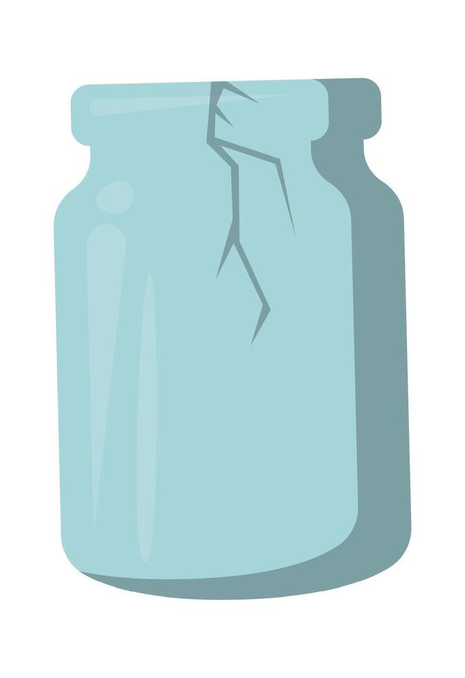 Broken glass jar flat icon Trash sorting and utilization vector