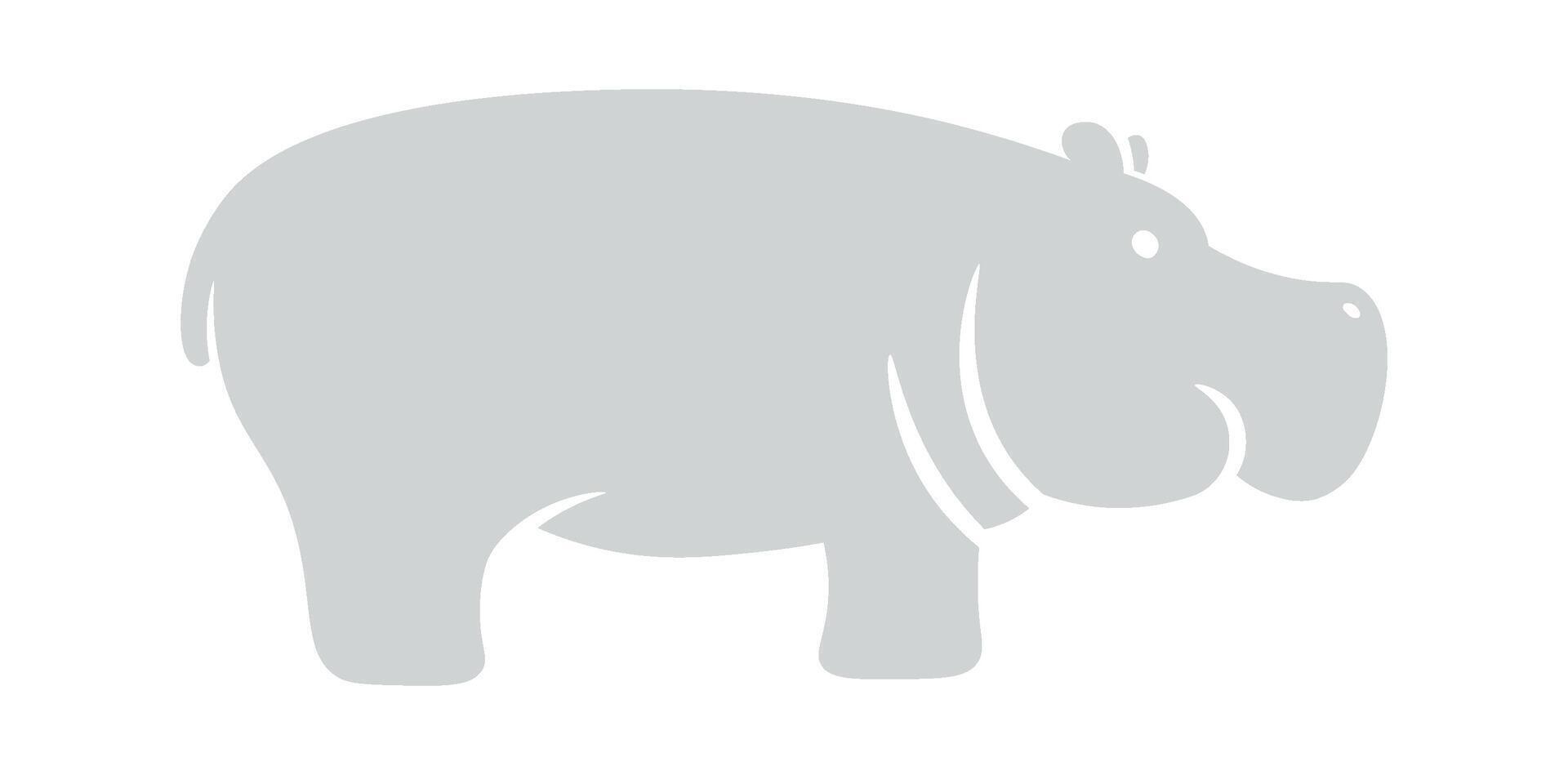 Hippo shape flat icon Cartoon animal silhouette vector