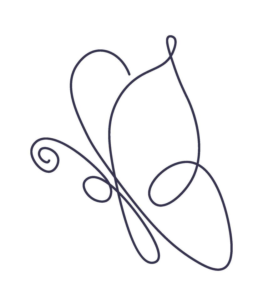 Butterfly in line art Contemporary insect abstract drawing vector