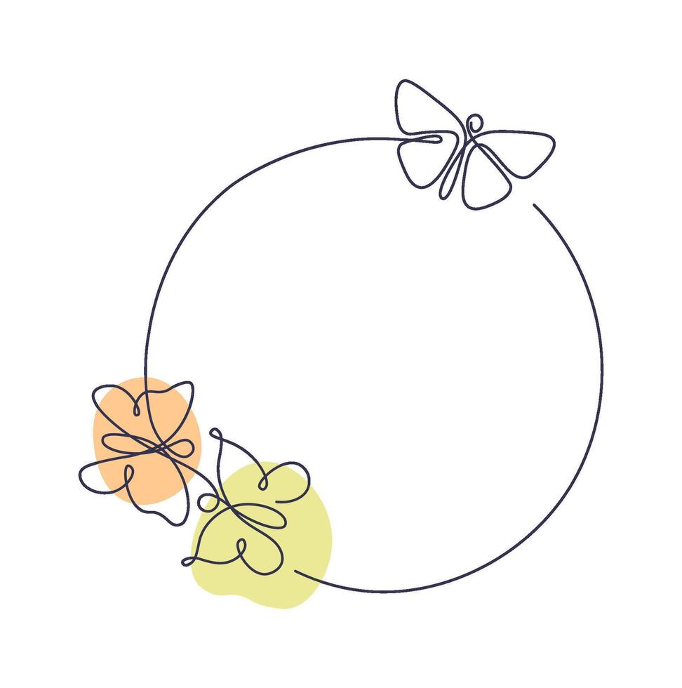 Butterflies in line art Circle frame Illustration vector