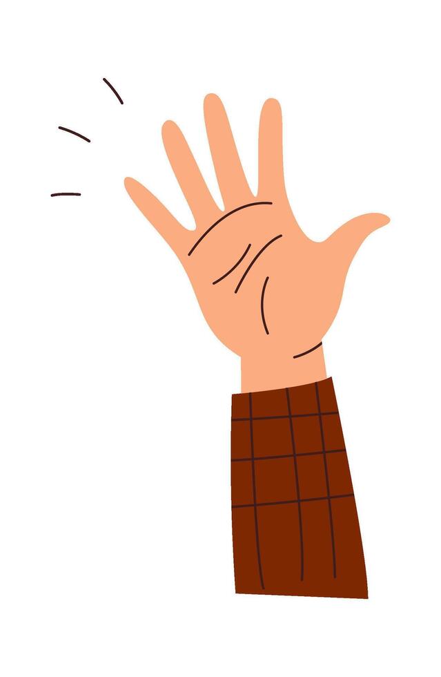 Hand raised up flat icon Showing gesture by fingers vector