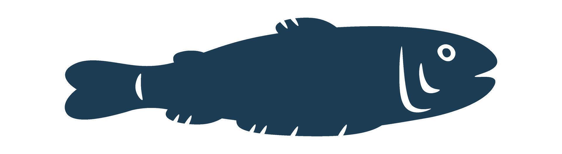 Exotic fish black silhouette flat icon vector