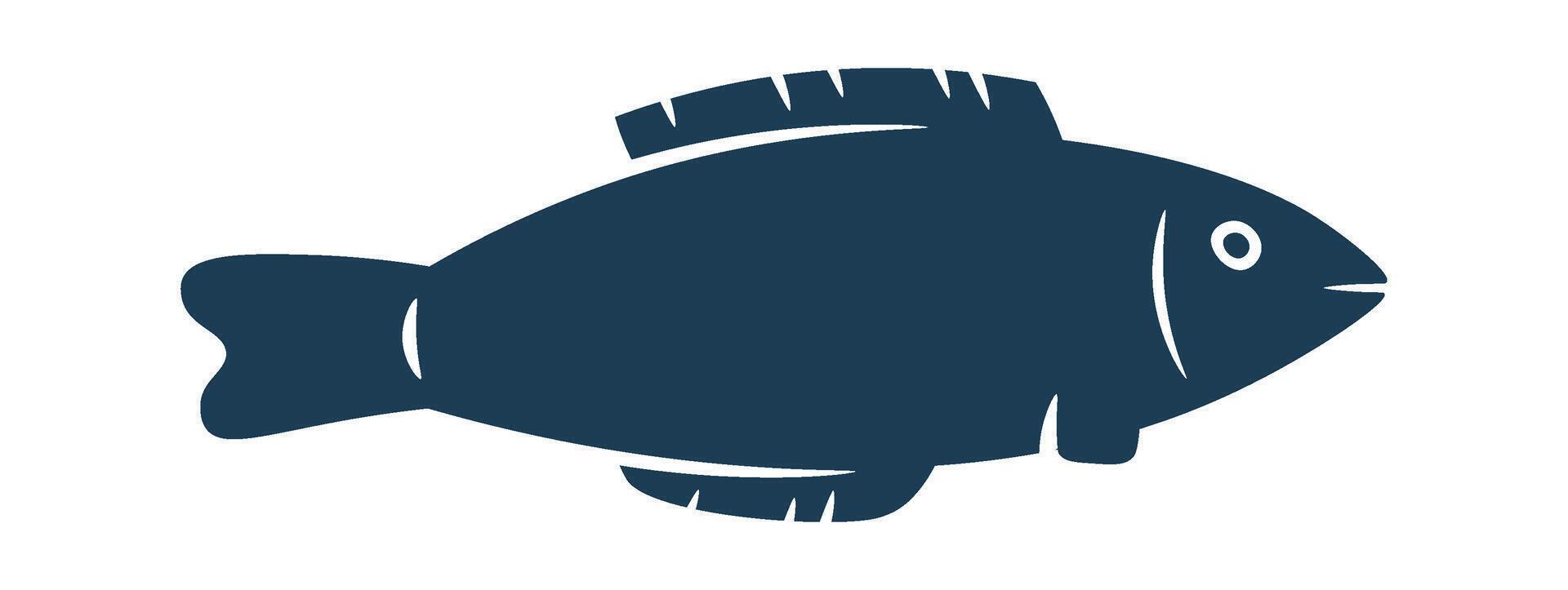 Exotic fish black silhouette flat icon Flat Illustration Icon vector