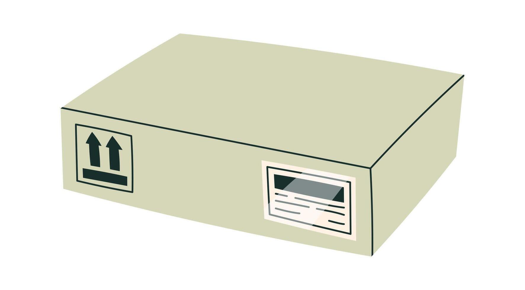 Cardboard box flat icon Bill of lading and sticker vector