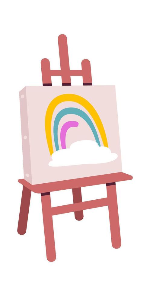 Cute picture on easel flat icon Art therapy Flat Illustration Icon vector