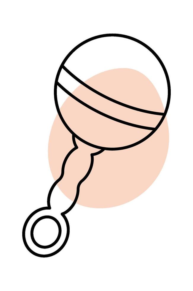 Rattle for babies line art icon Accessory for toddlers Flat Illustration Icon vector