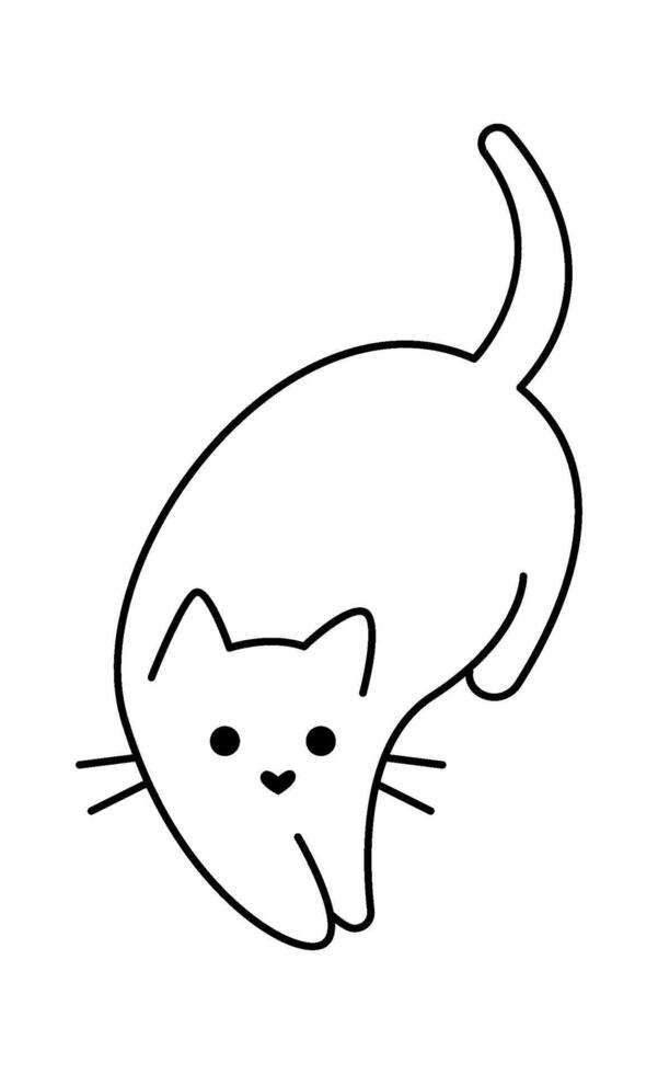 Cute kitten line icon art Small cat Illustration vector
