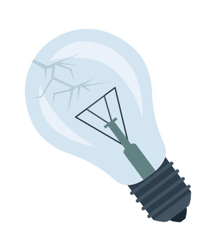 Broken light bulb flat illustration Cracks on device vector