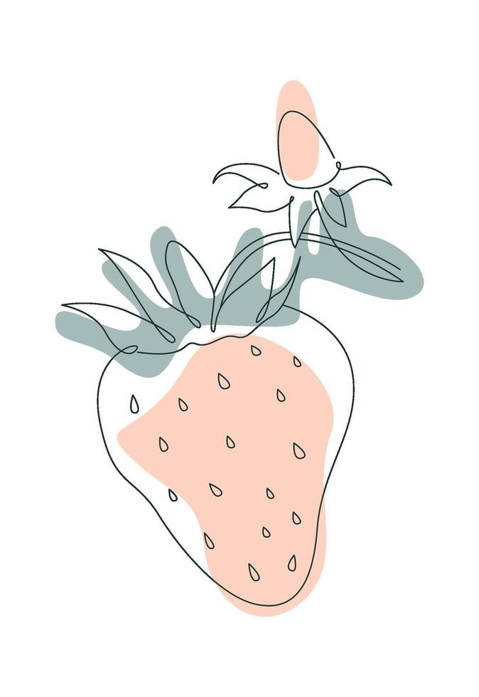 Strawberries in line art with red spots Design element vector