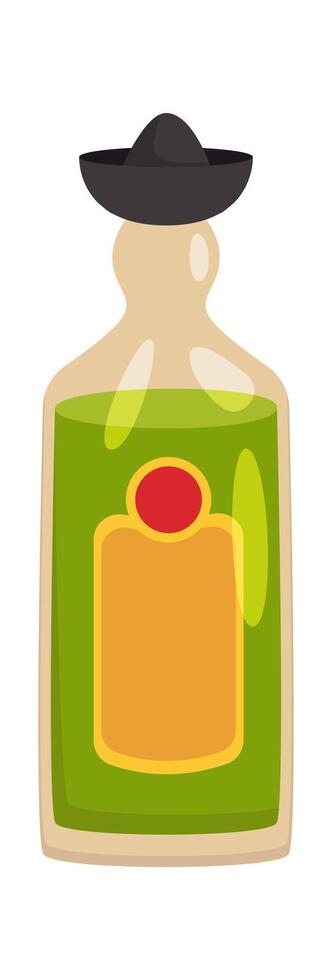 Tequila alcohol drink flat illustration Mexican traditional beverage vector