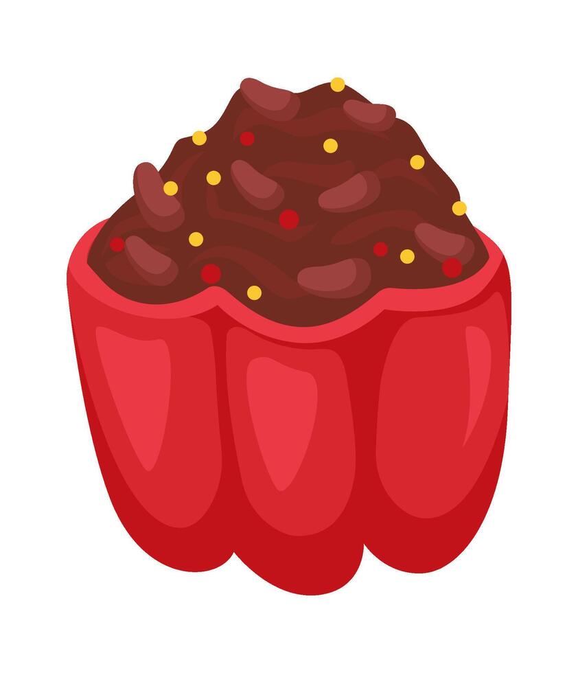 Mexican traditional cuisine flat illustration Pepper with meat vector