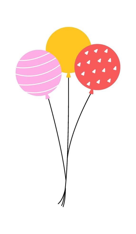 Hand drawn abstract balloons decor for party flat illustration vector