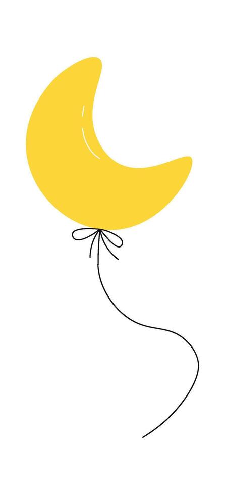 Moon shape helium balloon flat icon Children toy or decoration vector