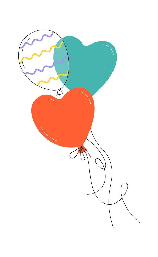 Helium balloons flat icon Children toy or decorations Icon vector