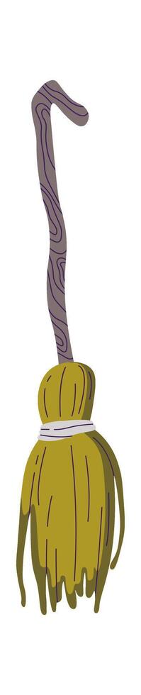 Broom flat icon Long-handled brush for sweeping Flat Illustration Hand Drawn Icon vector