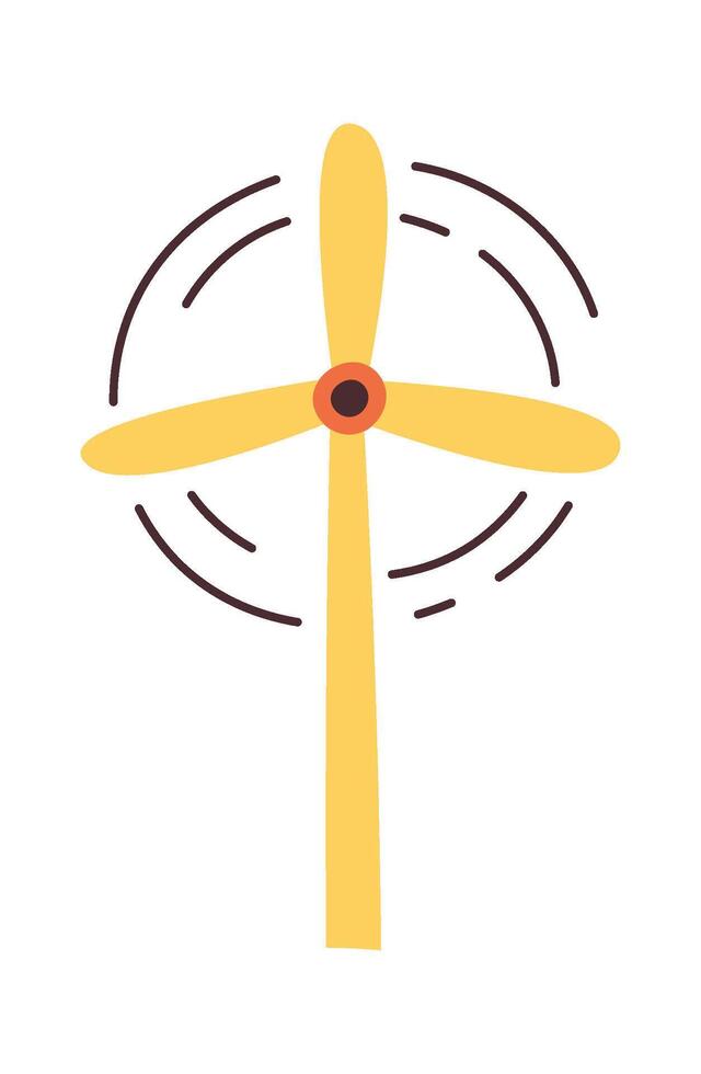Windmill flat illustration Wind energy Organic electricity generate vector