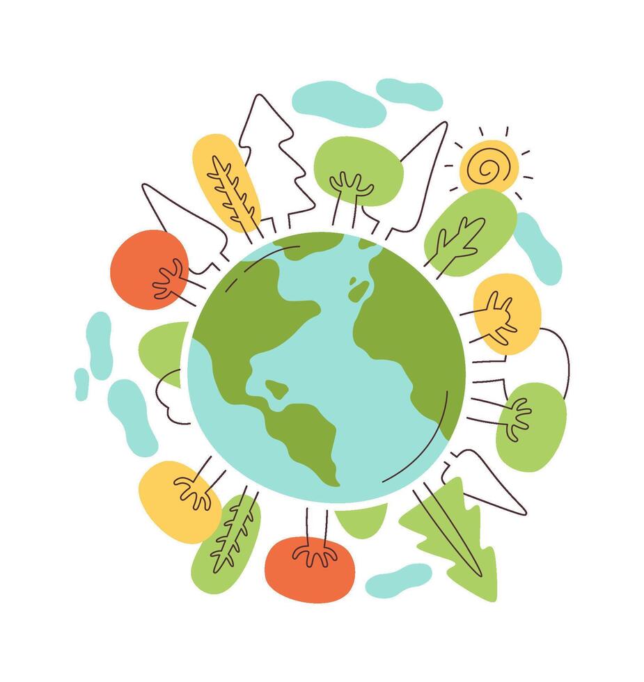 Environment protection flat illustration Parks on planet vector