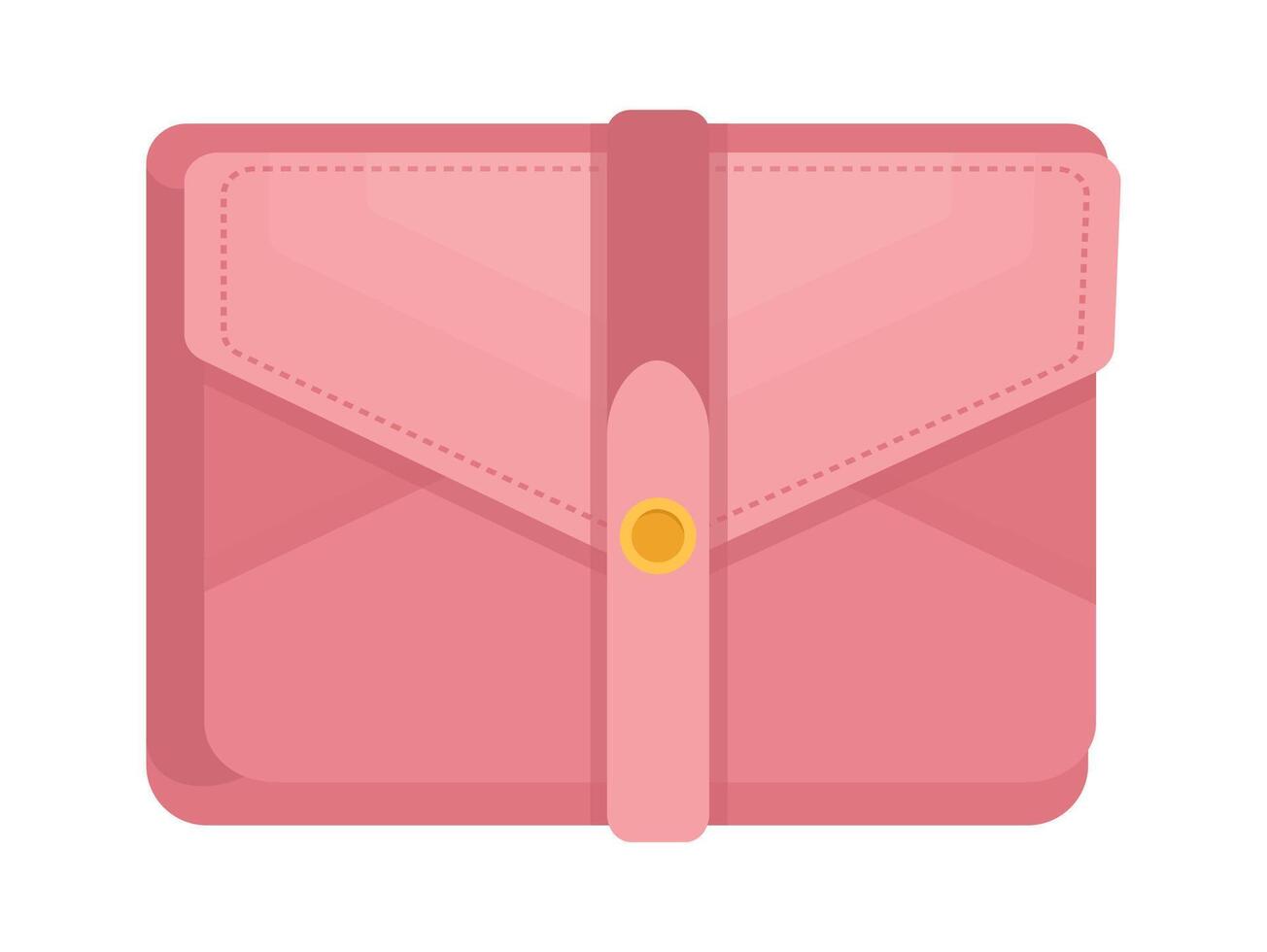 Minimalistic pink leather wallet flat illustration vector
