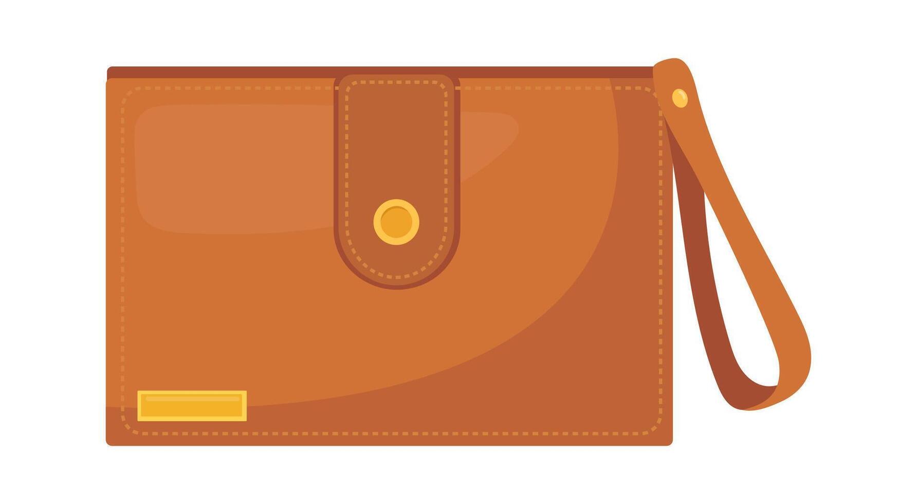 Minimalistic brown leather wallet flat illustration vector