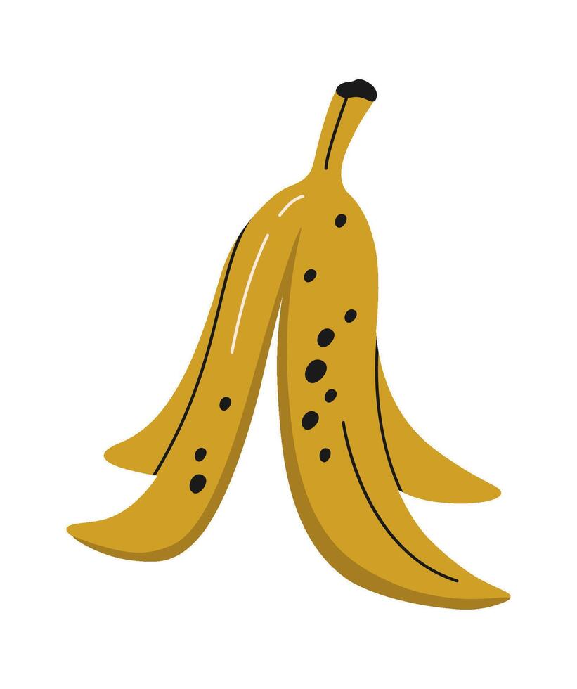 Banana fruit peel food waste flat icon Sorted organic garbage vector