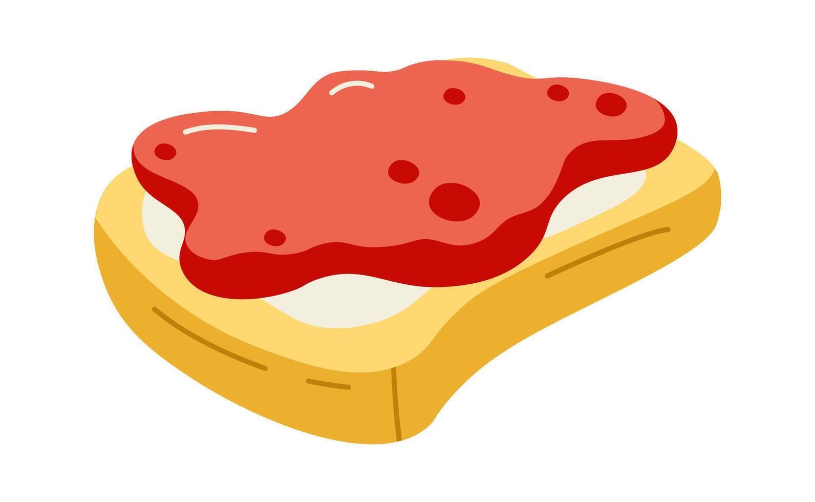 Toast with strawberry jam flat illustration vector