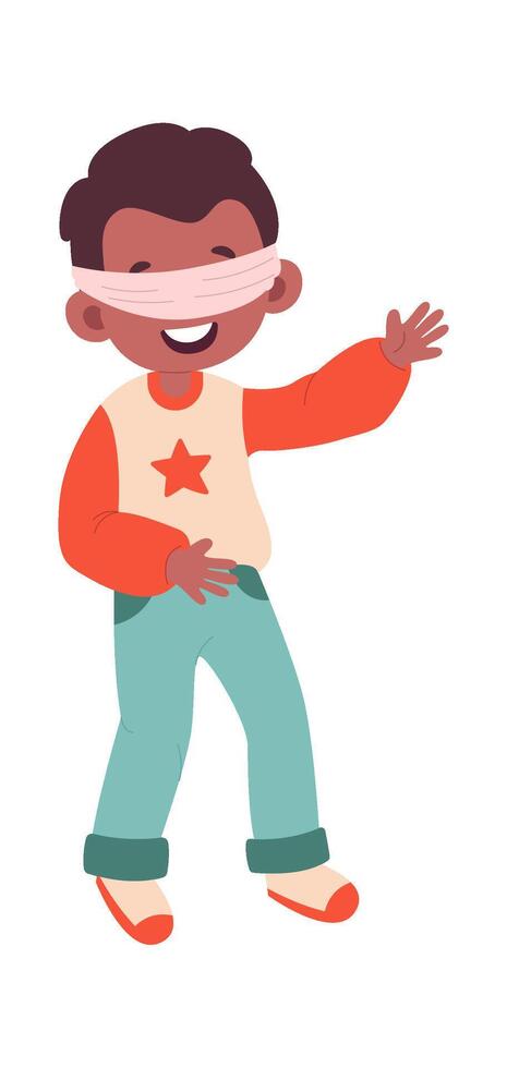 Happy kid play hide and seek flat illustration Flat Illustration vector