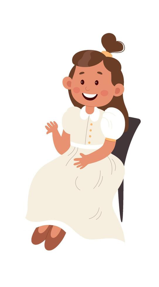Girl sitting flat illustration Play on musical instruments vector