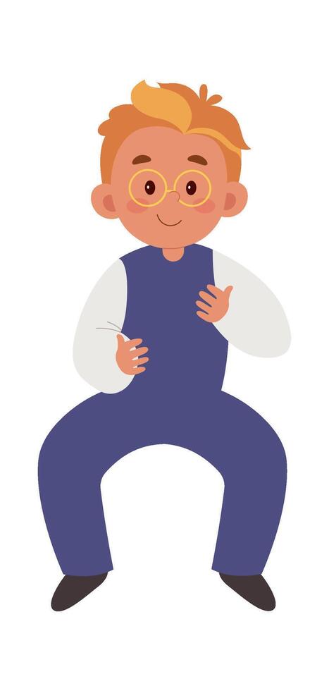 Kid sitting flat illustration Play on musical instruments vector