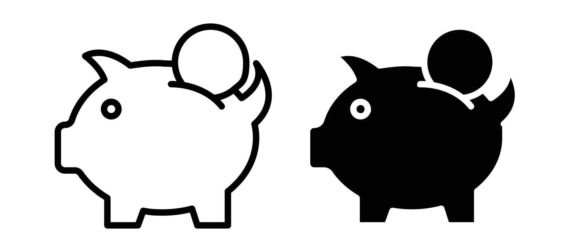 Piggy bank icon stock illustration set vector