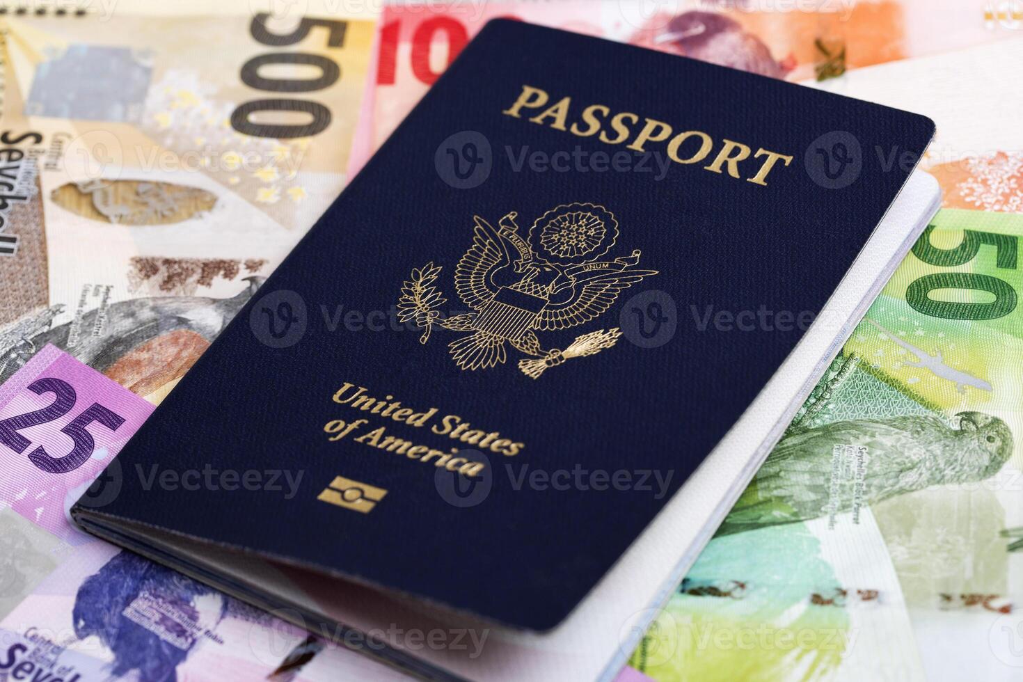 American Passport on Seychellois Rupee photo