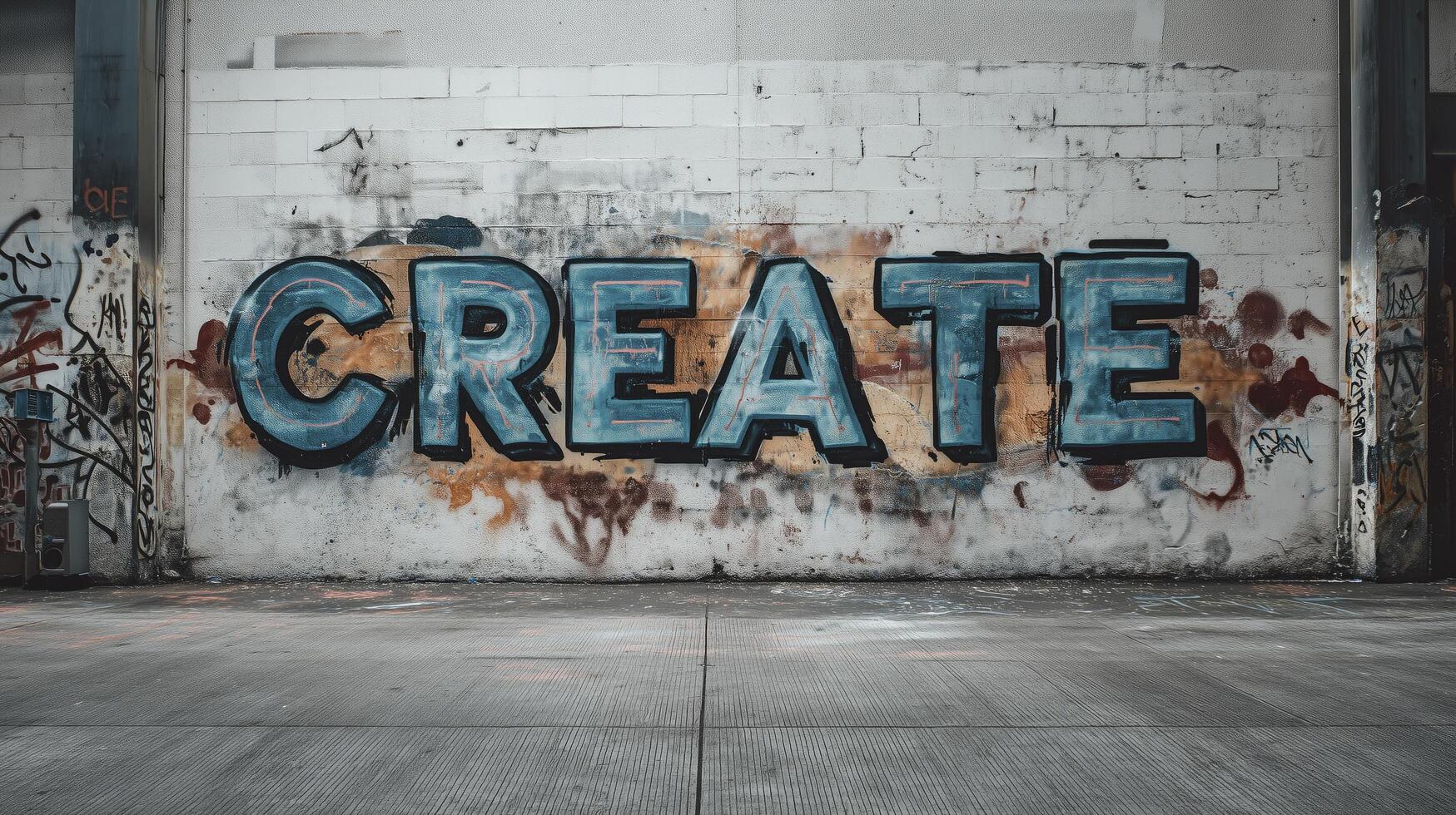 Graffiti CREATE on Brick Wall in Urban Setting photo