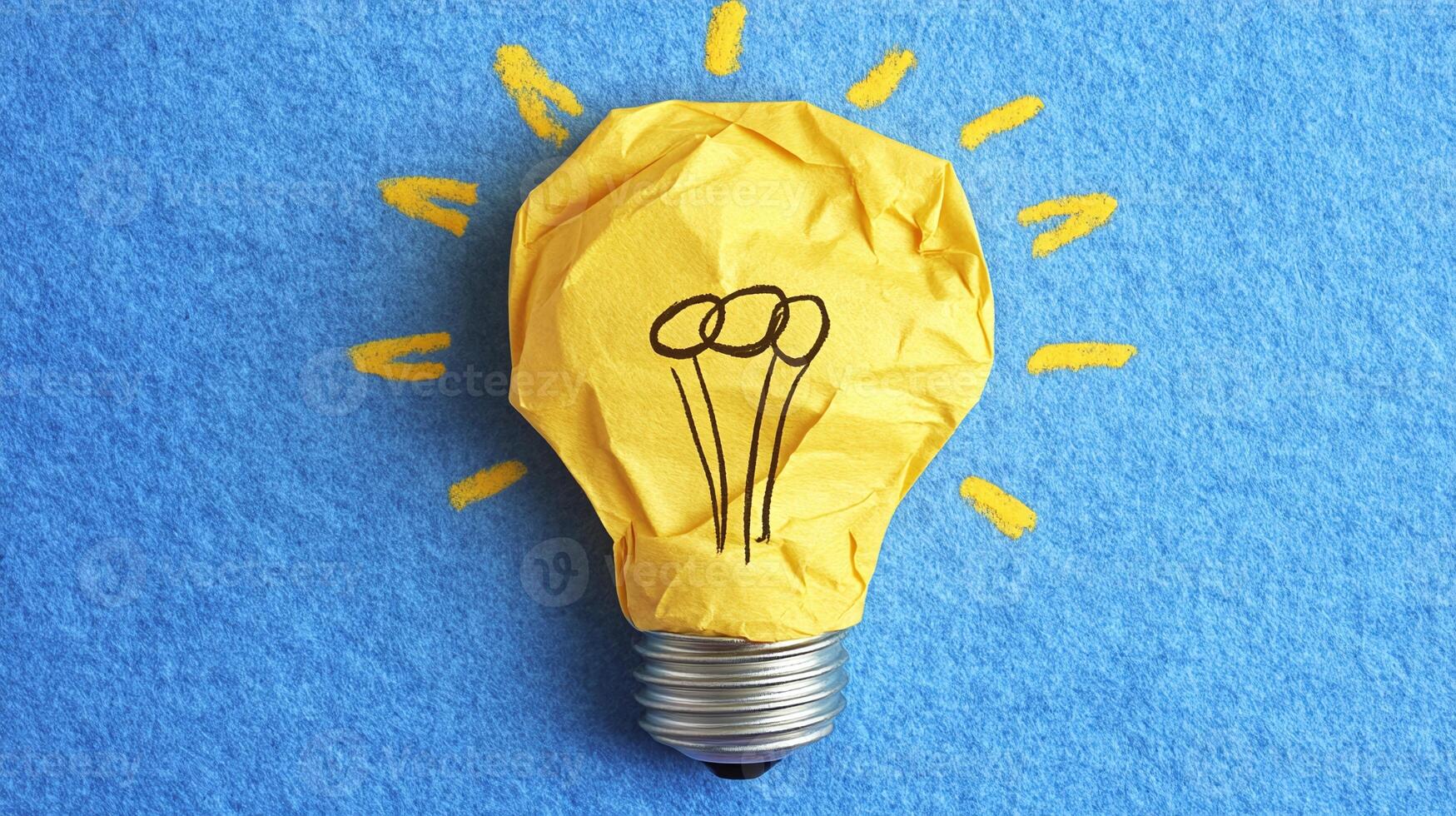 Creative idea generation business innovation graphic design bright environment close-up view light bulb concept photo