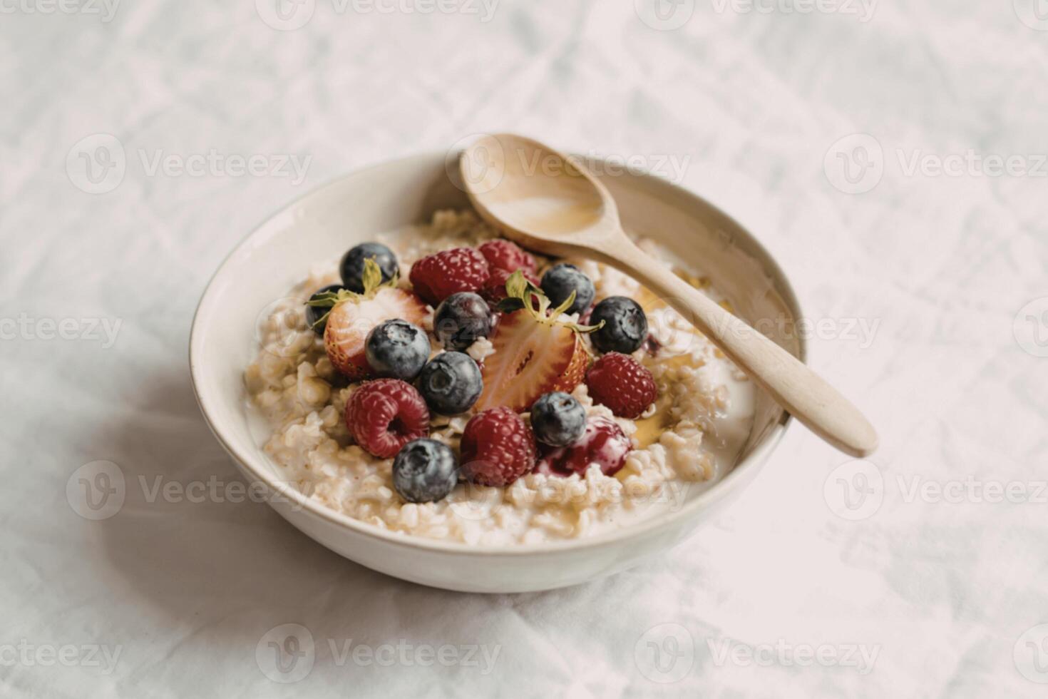 a bowl of creamy oatmeal photo