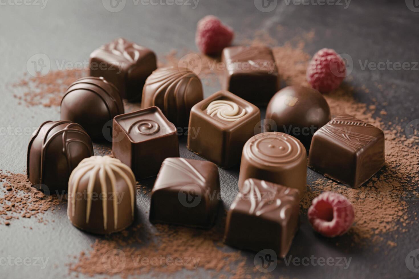 an assortment of artisanal chocolates photo