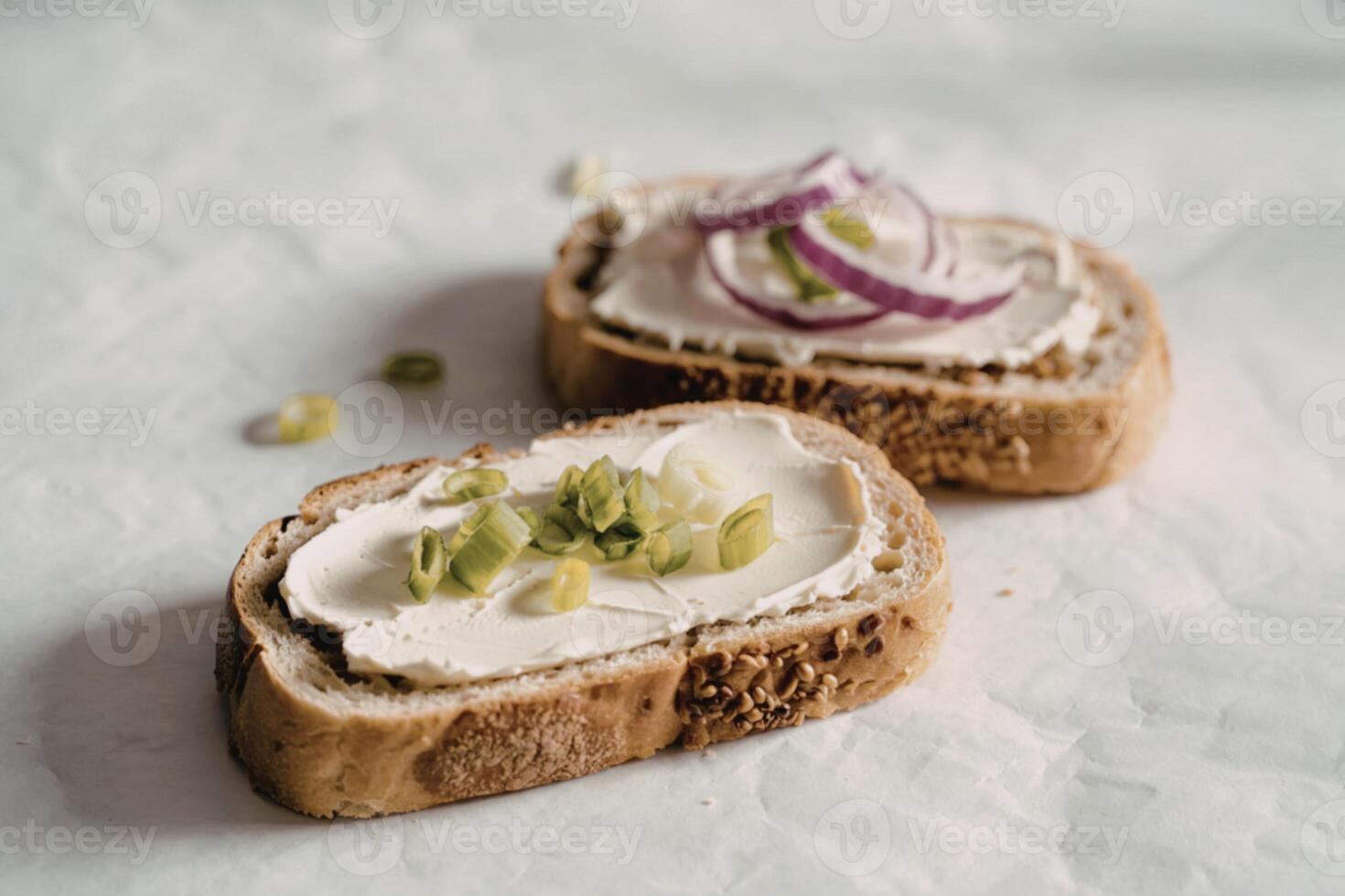 slices of rustic brown bread photo