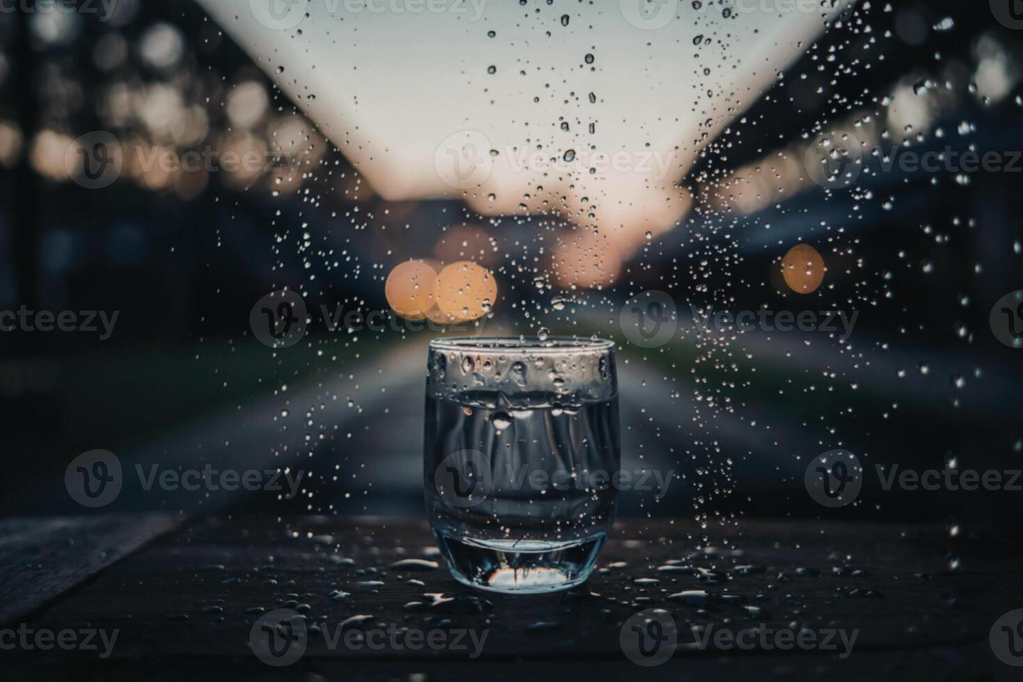 A glass covered with dewdrops with a blurred background - great for background or wallpaper photo