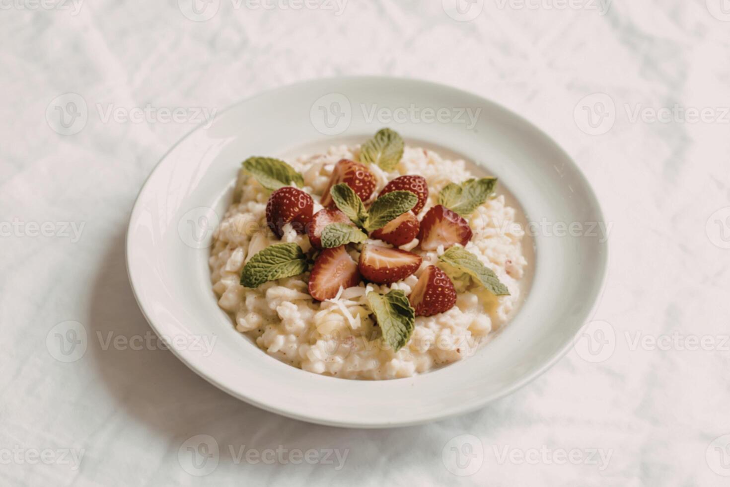 A photograph of a bowl of creamy apple porridge photo