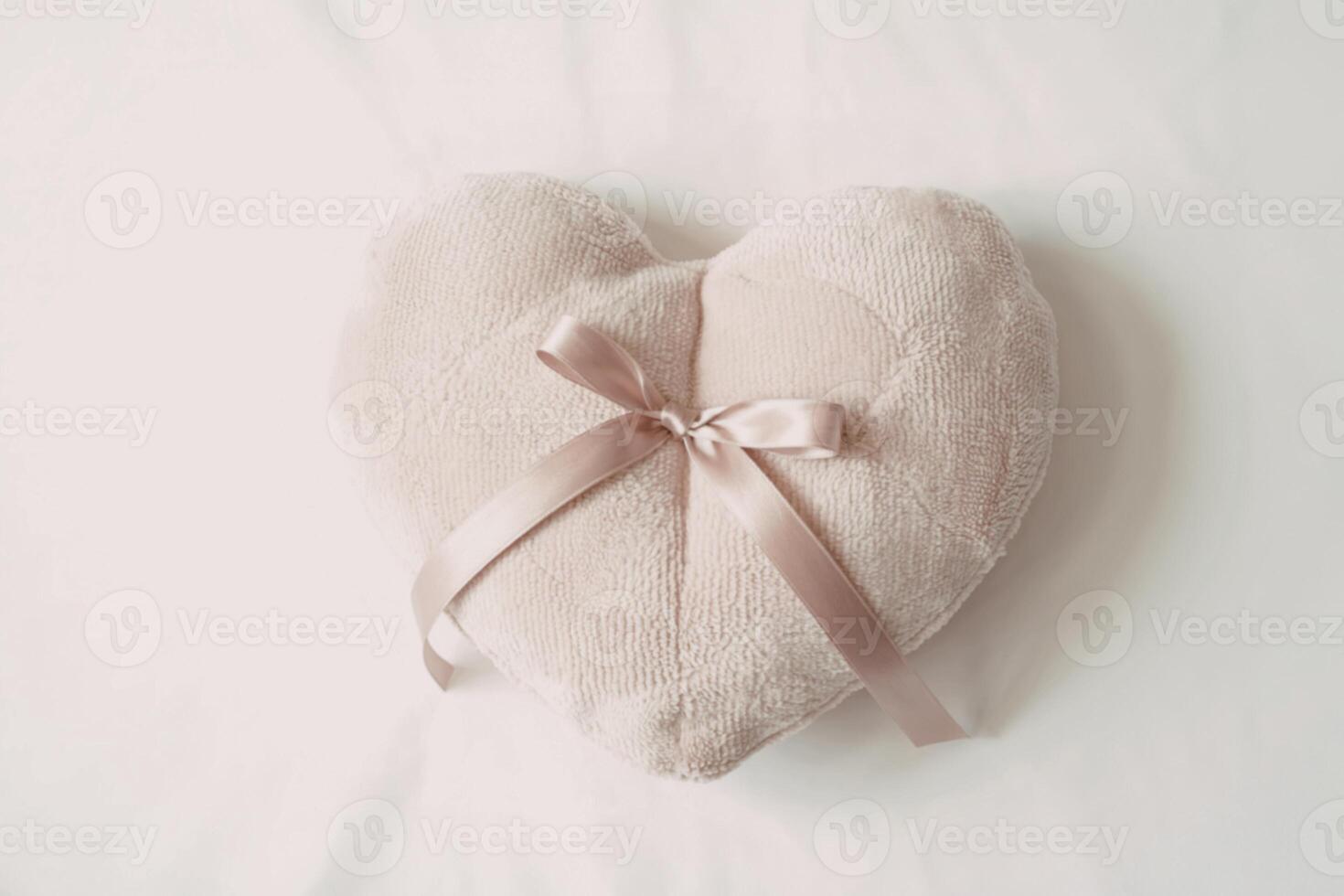 A photograph of a plush heart-shaped pillow photo