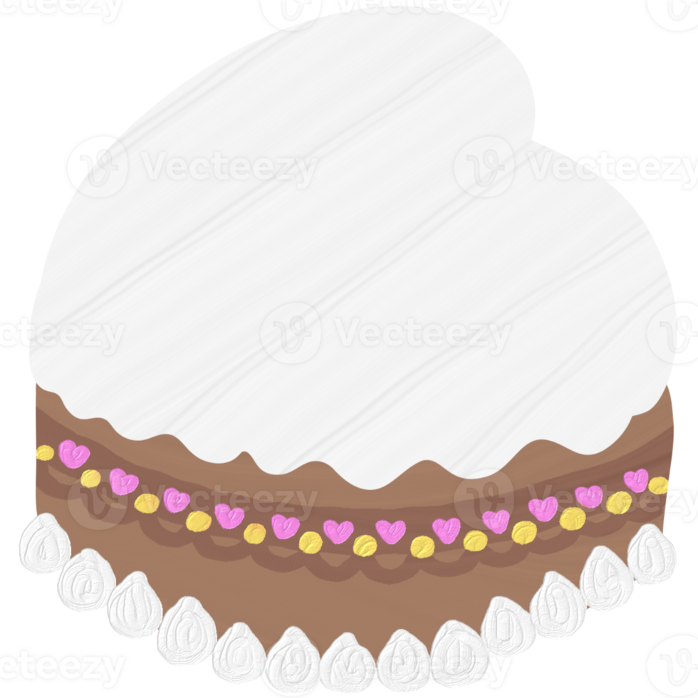 cake with white icing and pink hearts on top, coffee cake png