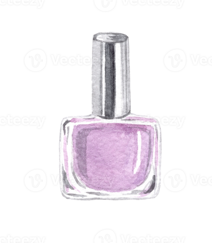 watercolor hand drawn purple nail polish isolated png