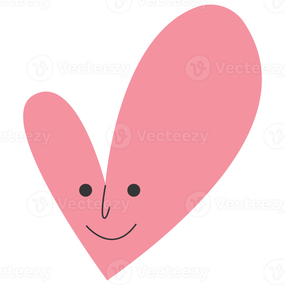 Pink cartoon funny playful heart with cute face png