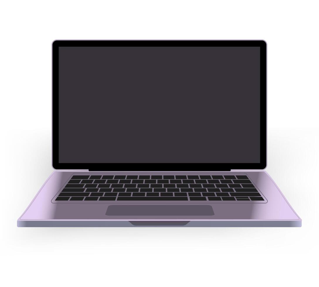 A laptop computer with a purple case on a white background vector