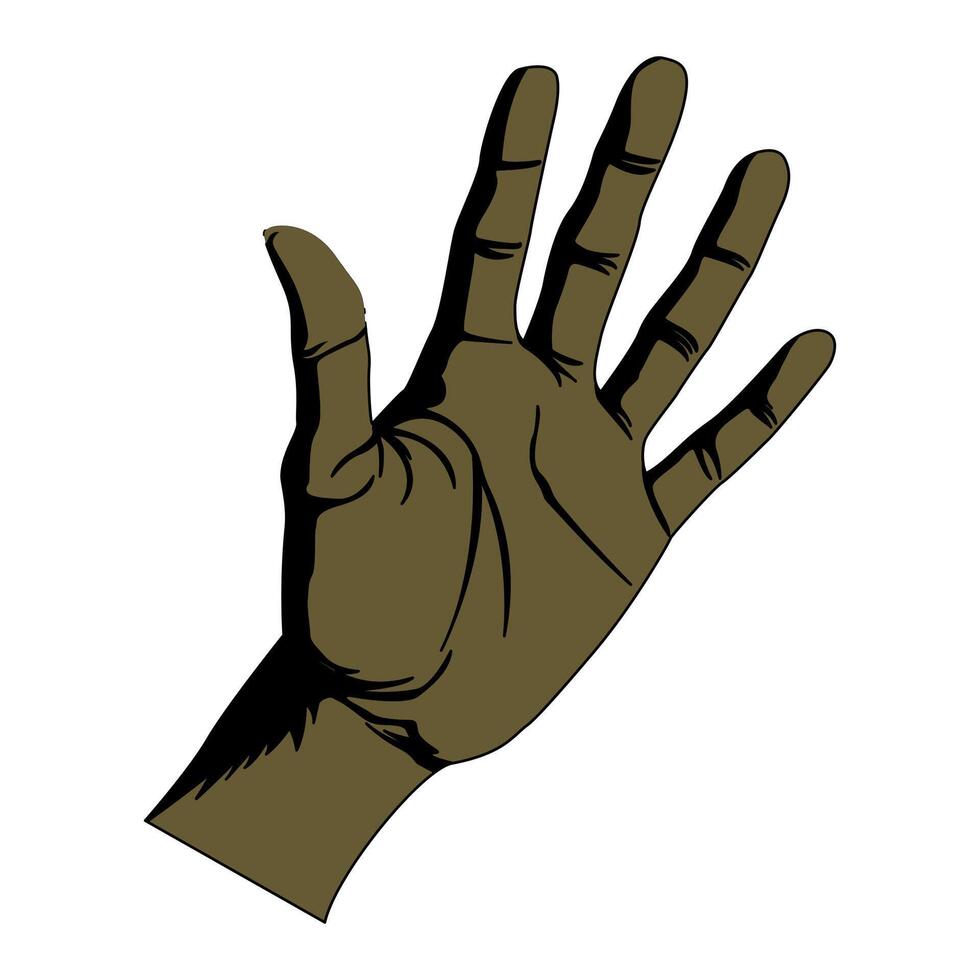 A hand with a green hand and a white background vector