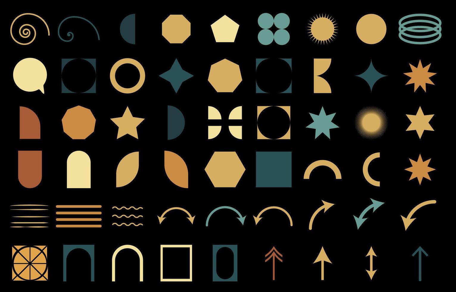 A set of geometric shapes and symbols vector