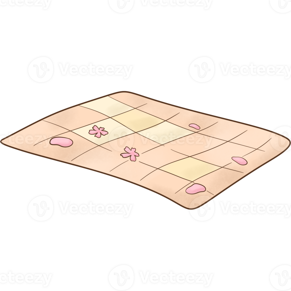 A picnic mat with a sakura flower pattern. png