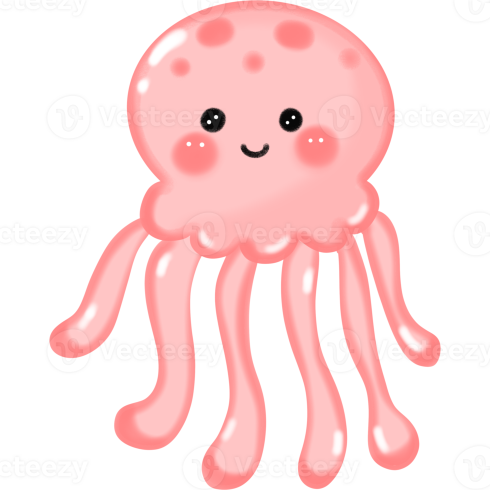 Cute pink octopus summer festival png