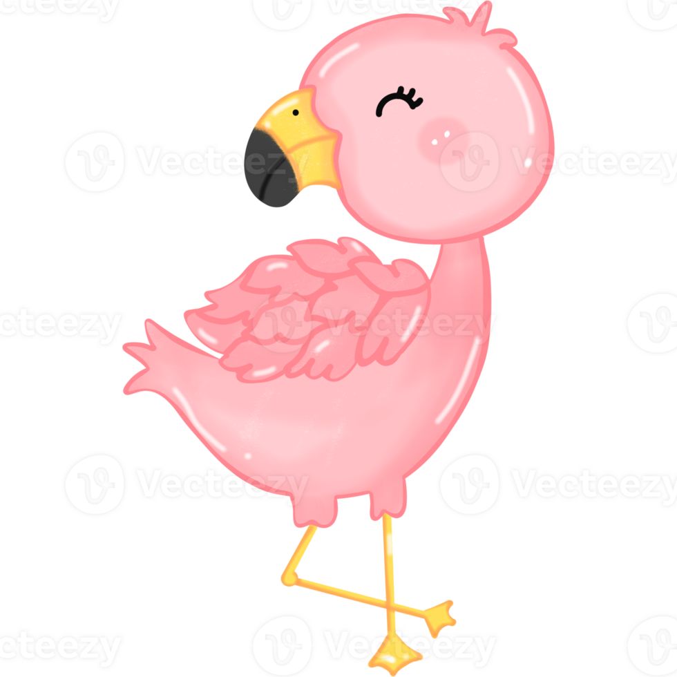 Cute cartoon pink flamingo summer festival png