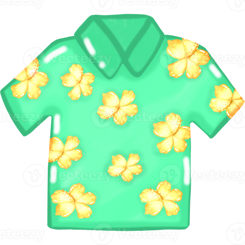 Bright green floral shirt png
