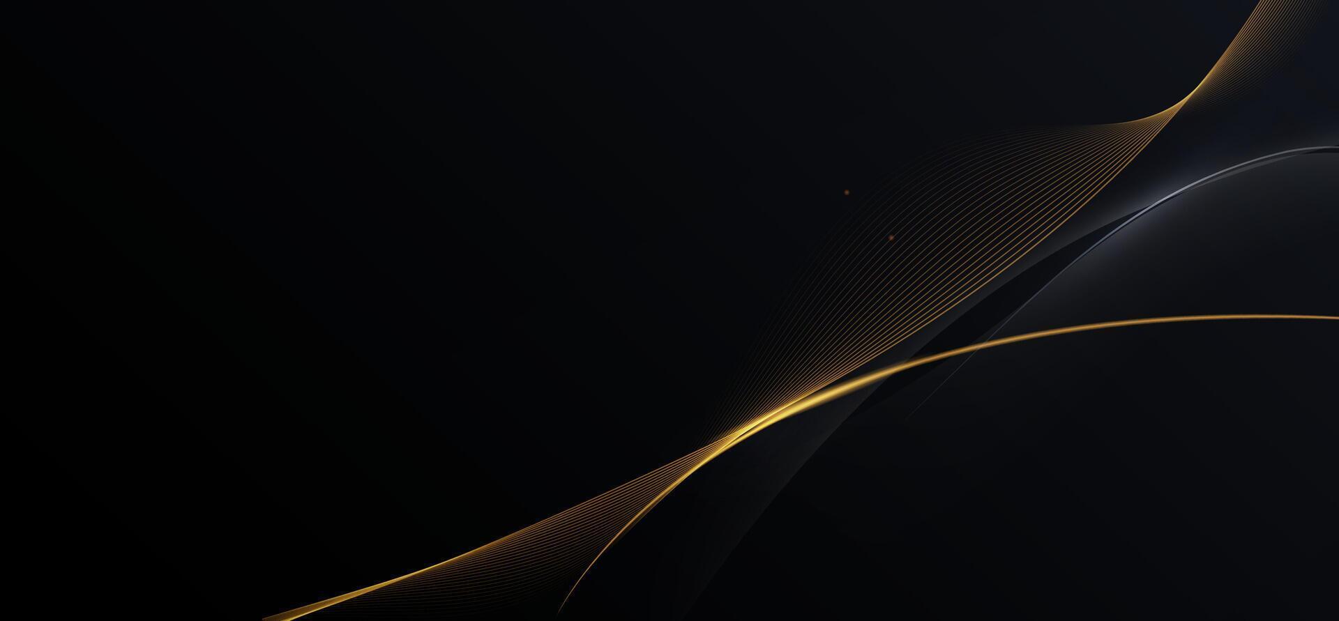 Abstract gold luxury background. Illustration element with gold light glow effect, texture, black gradient color. Modern graphic design, decoration for banner template, technology background vector