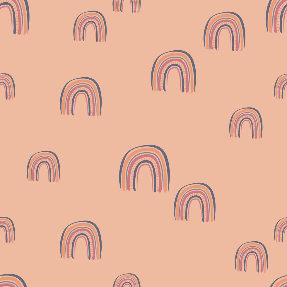 Colorful rainbow patterns create a cheerful design on a peach background for decor and crafts vector